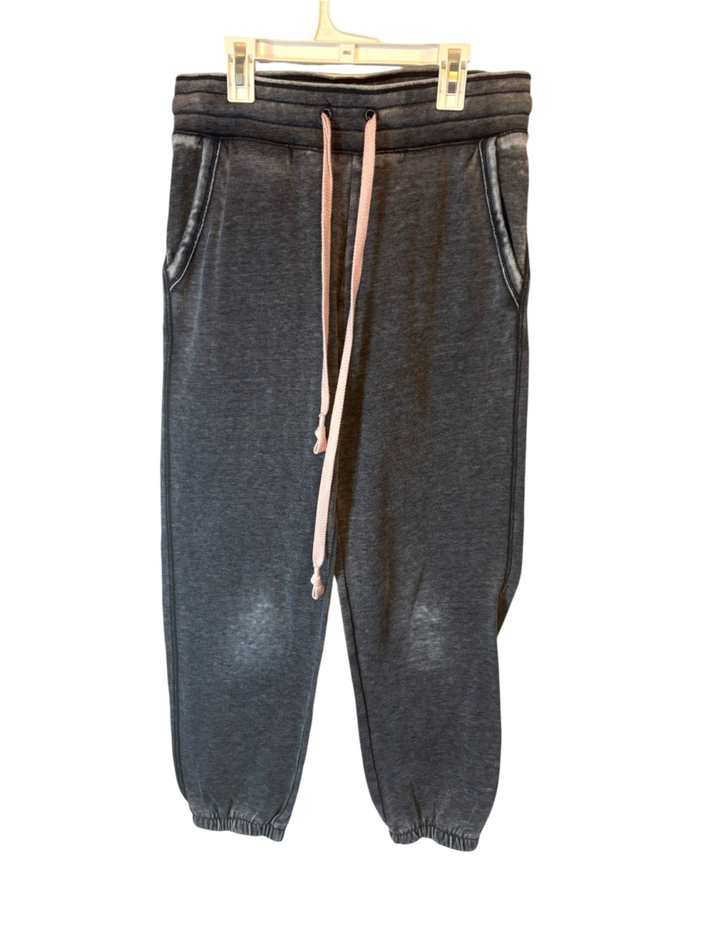Saturday Sunday by Anthropologie Charcoal Jogger Pants with Pink Drawcord Size S